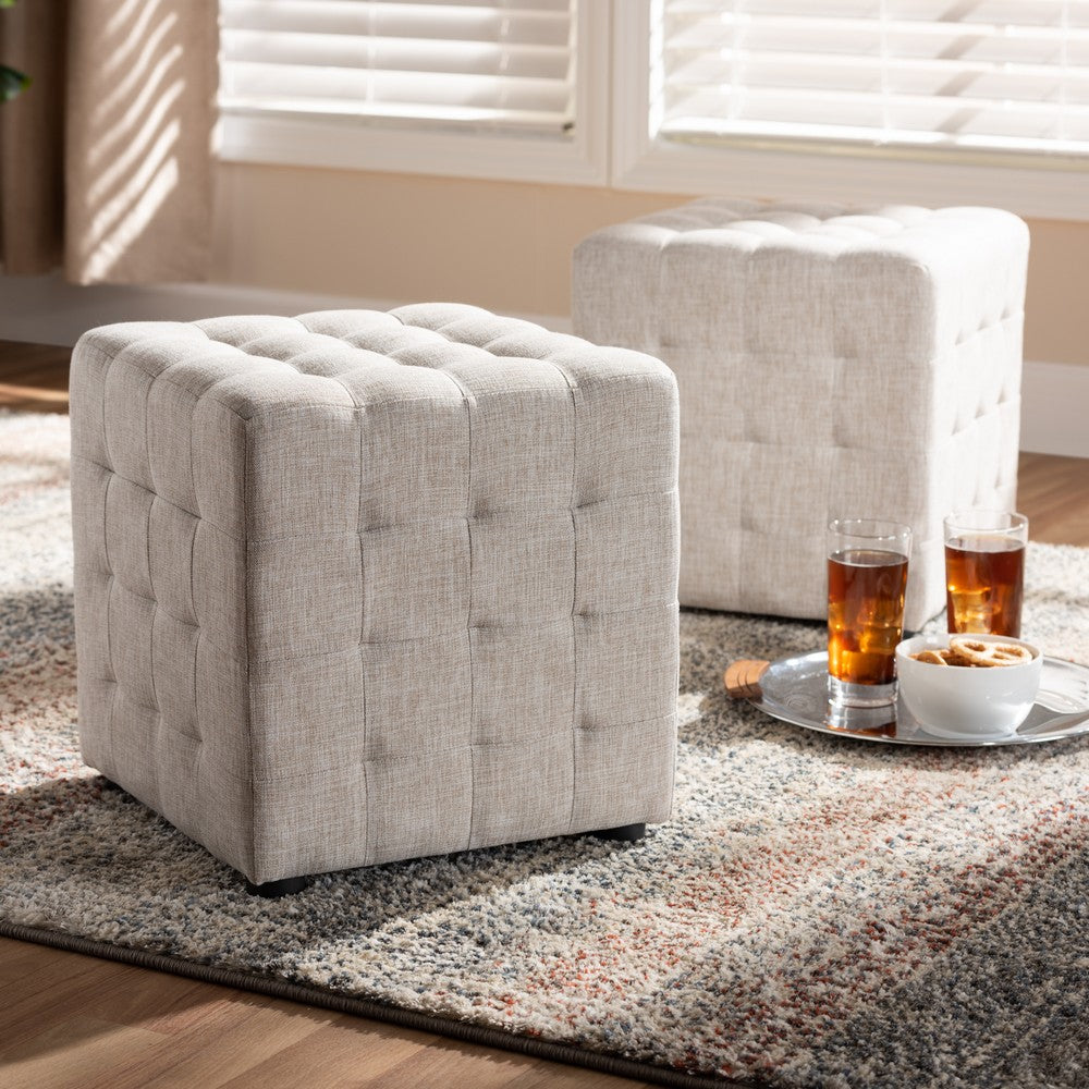 Baxton Studio - Elladio Set of 2 Ottomans in Beige - BBT5127-Beige-Otto view 3