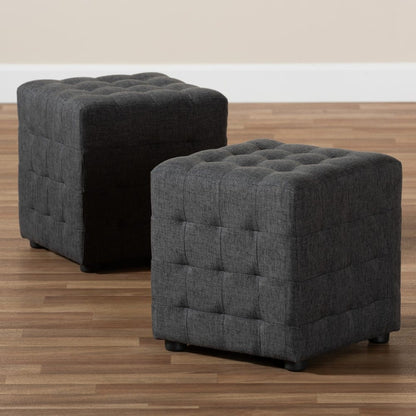 Baxton Studio - Elladio Set of 2 Ottomans in Charcoal - BBT5127-Dark Grey-Otto view 4