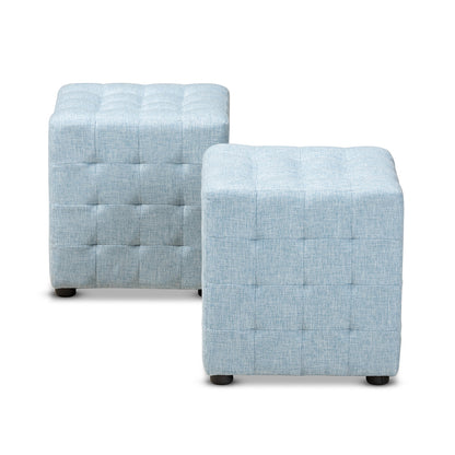 Baxton Studio - Elladio Set of 2 Ottomans in Light Blue - BBT5127-Light Blue-Otto view 1