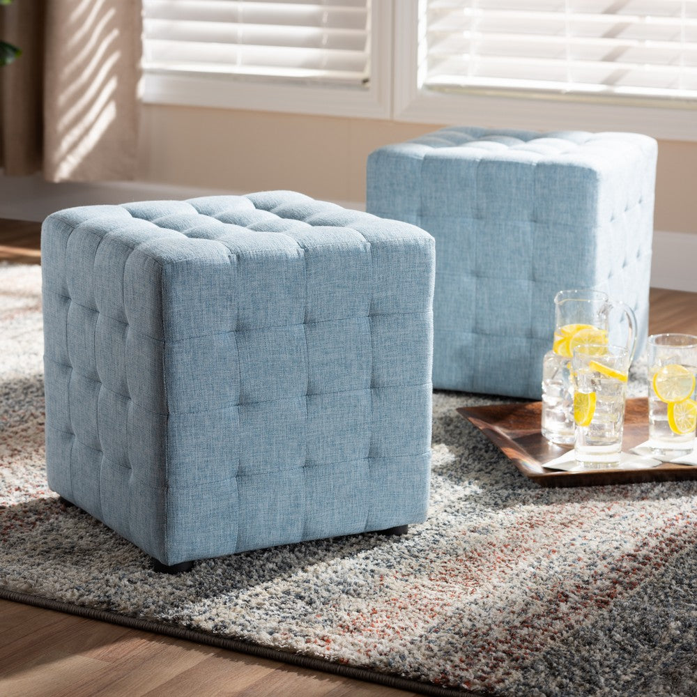 Baxton Studio - Elladio Set of 2 Ottomans in Light Blue - BBT5127-Light Blue-Otto view 3