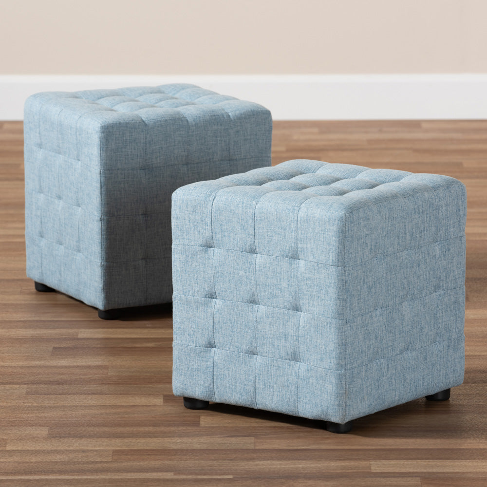 Baxton Studio - Elladio Set of 2 Ottomans in Light Blue - BBT5127-Light Blue-Otto view 4