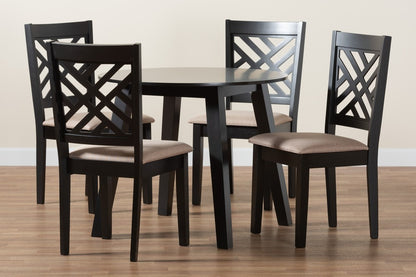 Baxton Studio - Ellie Dining Set in Beige/Dark Brown - Ellie-Sand/Dark Brown-5PC Dining Set view 9