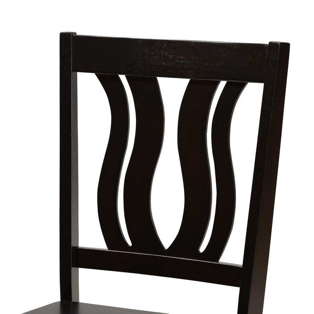 Baxton Studio - Elodia Dining Set in Dark Brown - Elodia-Dark Brown-5PC Dining Set view 5