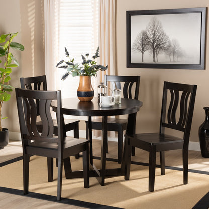 Baxton Studio - Elodia Dining Set in Dark Brown - Elodia-Dark Brown-5PC Dining Set view 7