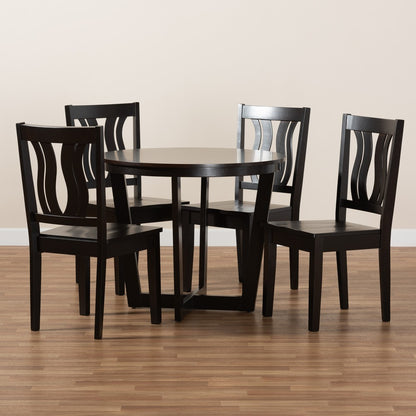 Baxton Studio - Elodia Dining Set in Dark Brown - Elodia-Dark Brown-5PC Dining Set view 8