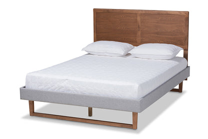 Baxton Studio - Eloise Full Size Bed - Eloise-Light Grey/Ash Walnut-Full view 1