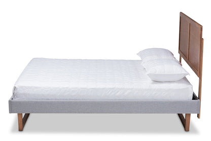 Baxton Studio - Eloise Full Size Bed - Eloise-Light Grey/Ash Walnut-Full view 2