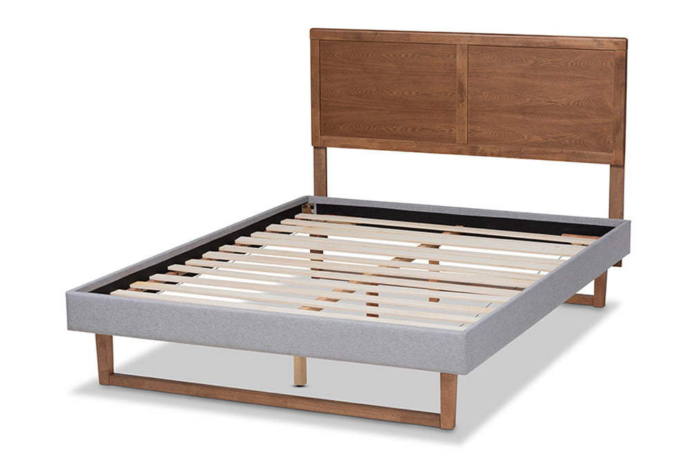 Baxton Studio - Eloise Full Size Bed - Eloise-Light Grey/Ash Walnut-Full view 3