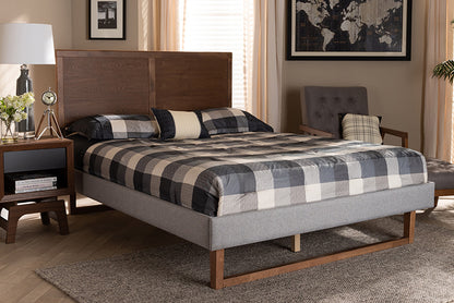 Baxton Studio - Eloise Full Size Bed - Eloise-Light Grey/Ash Walnut-Full view 5