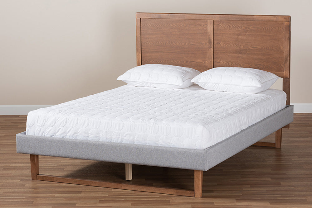 Baxton Studio - Eloise Full Size Bed - Eloise-Light Grey/Ash Walnut-Full view 7