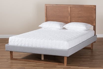 Baxton Studio - Eloise Full Size Bed - Eloise-Light Grey/Ash Walnut-Full view 7