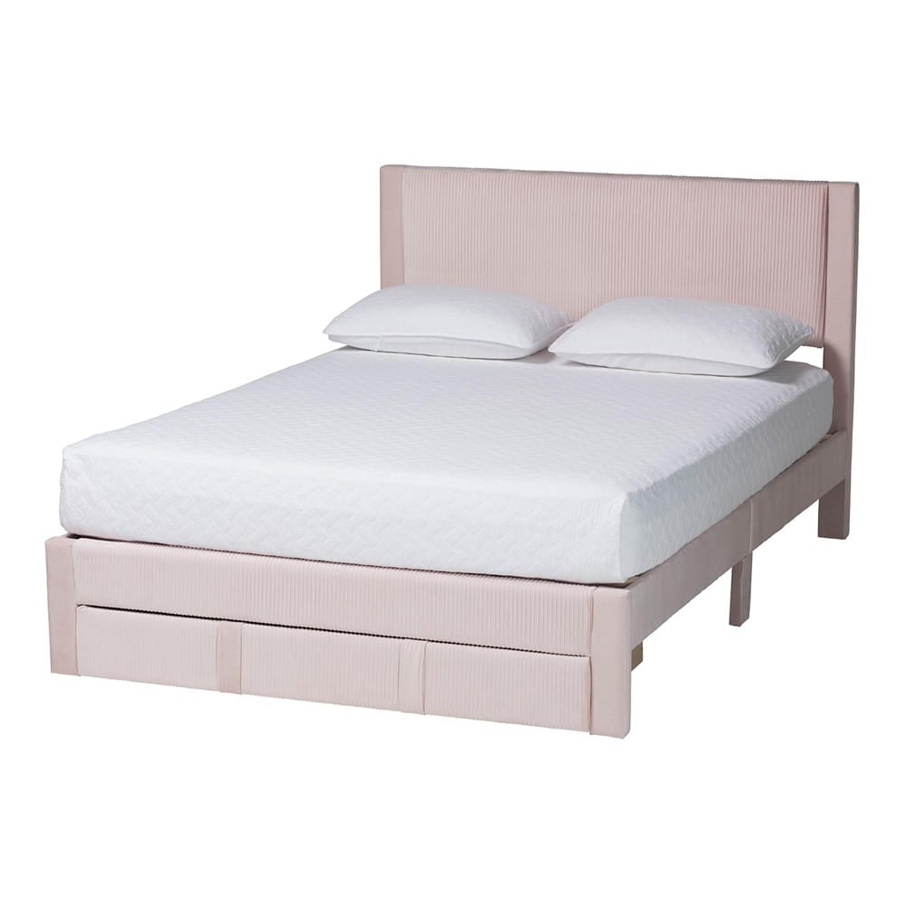 Baxton Studio - Elora Queen Size Bed in Light Pink - CFSP0839-A-Light Pink-Queen view 1