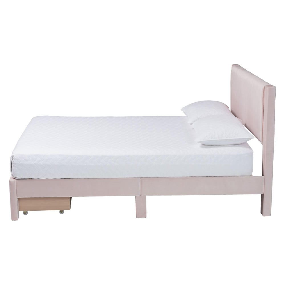 Baxton Studio - Elora Queen Size Bed in Light Pink - CFSP0839-A-Light Pink-Queen view 3