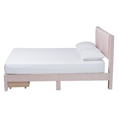 Baxton Studio - Elora Queen Size Bed in Light Pink - CFSP0839-A-Light Pink-Queen view 3