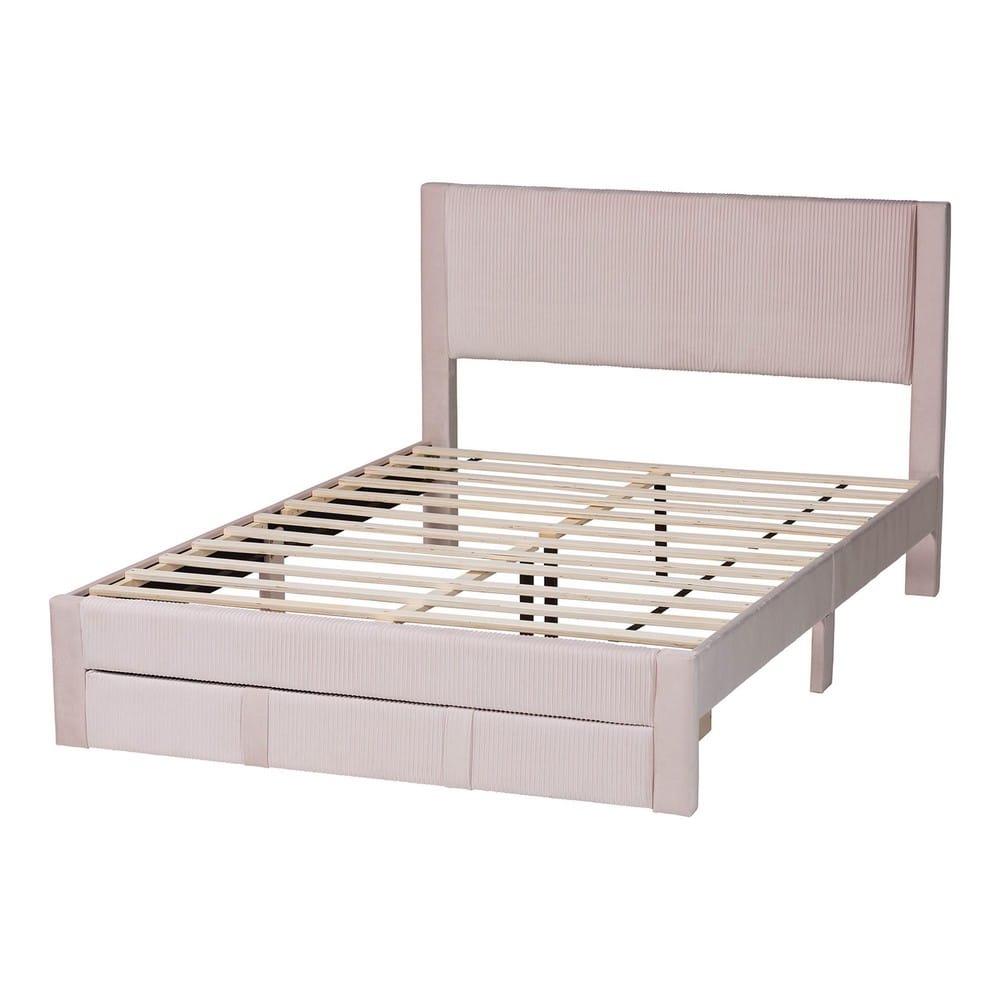 Baxton Studio - Elora Queen Size Bed in Light Pink - CFSP0839-A-Light Pink-Queen view 4