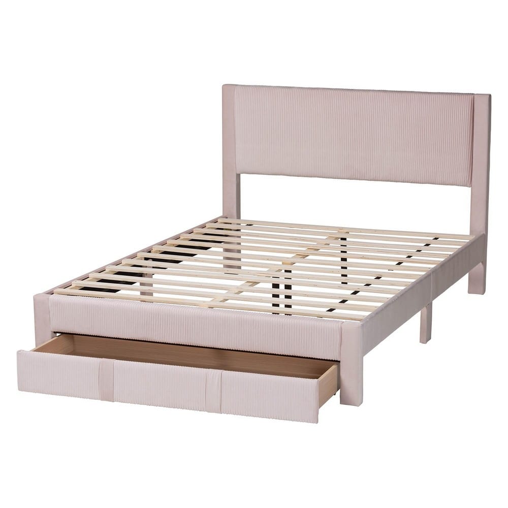 Baxton Studio - Elora Queen Size Bed in Light Pink - CFSP0839-A-Light Pink-Queen view 5