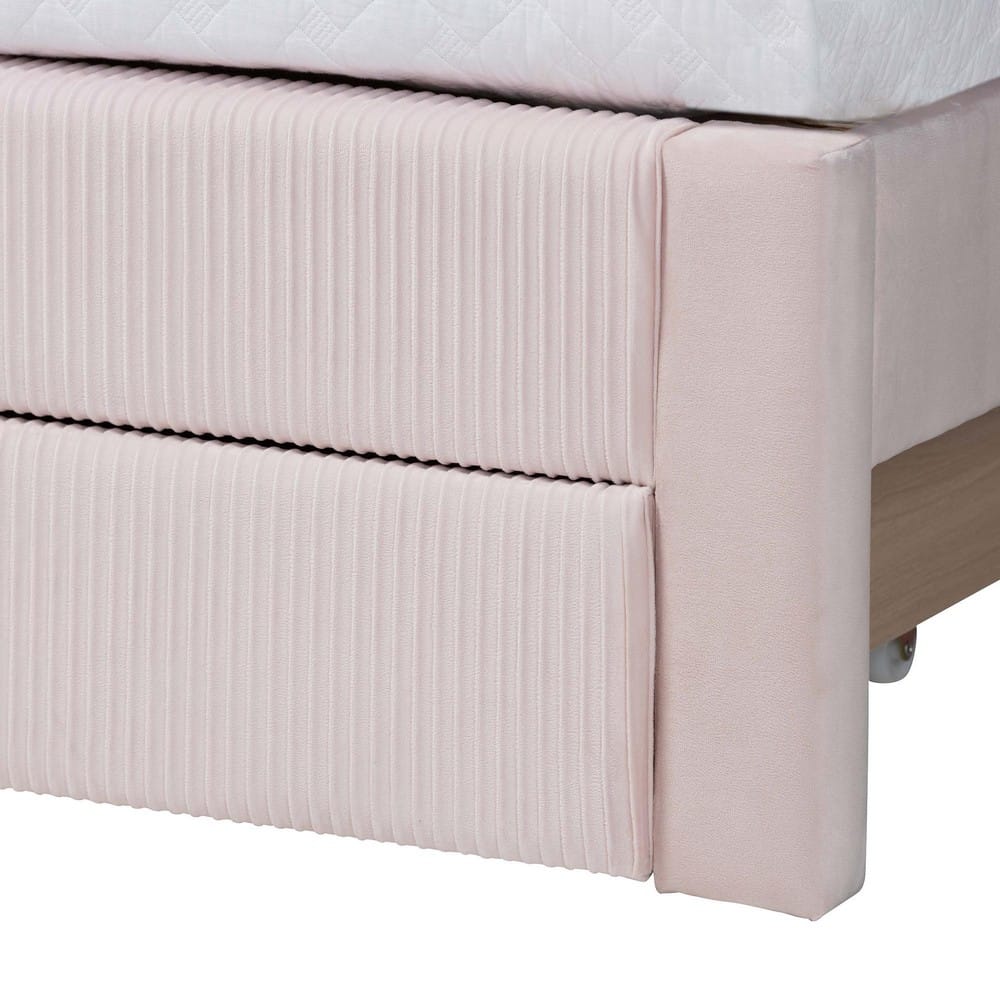 Baxton Studio - Elora Queen Size Bed in Light Pink - CFSP0839-A-Light Pink-Queen view 7