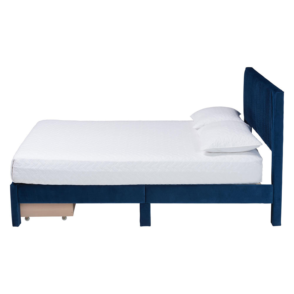 Baxton Studio - Elora Queen Size Bed in Navy Blue - CFSP0839-A-Navy Blue-Queen view 3