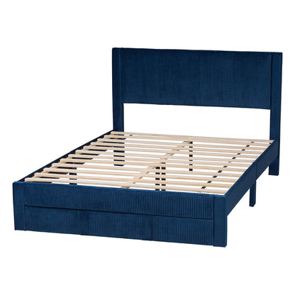 Baxton Studio - Elora Queen Size Bed in Navy Blue - CFSP0839-A-Navy Blue-Queen view 4