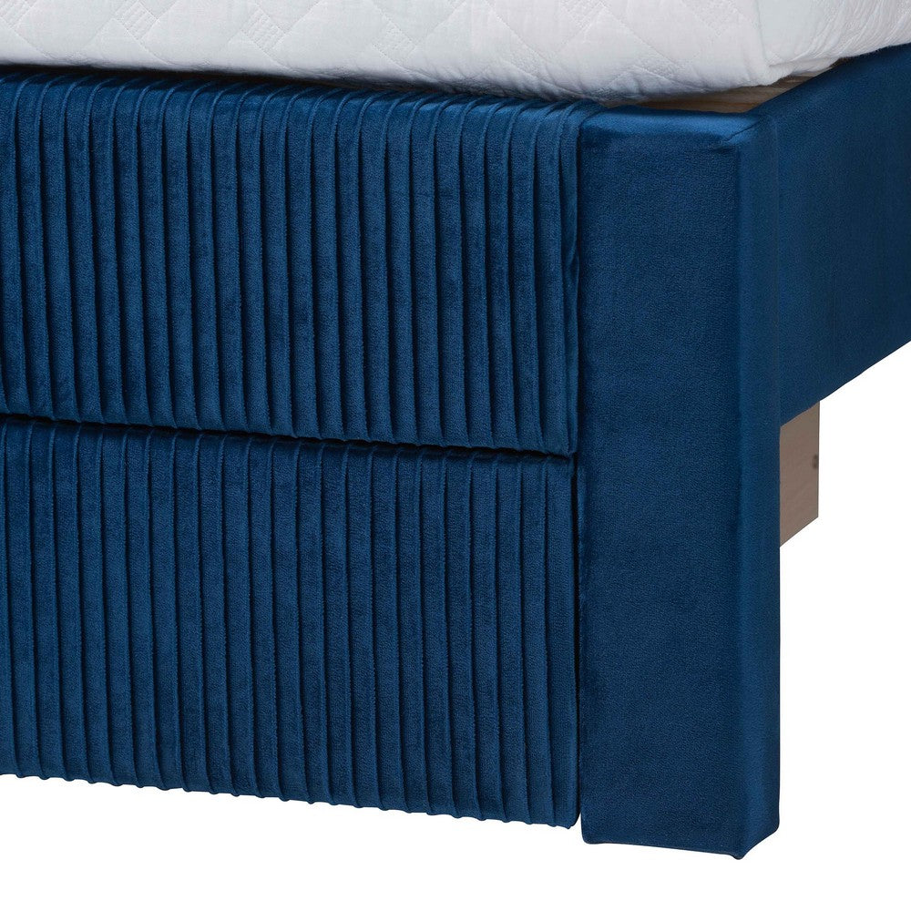 Baxton Studio - Elora Queen Size Bed in Navy Blue - CFSP0839-A-Navy Blue-Queen view 7