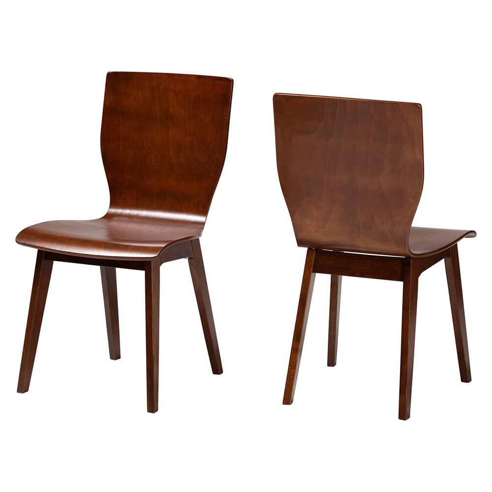Baxton Studio - Elsa Set of 2 Dining Chairs in "Walnut" Dark Brown  - RT364-TBL Elsa Dining Chair view 1