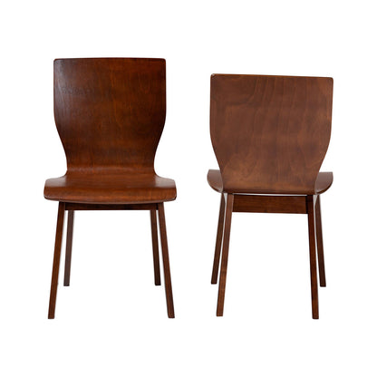 Baxton Studio - Elsa Set of 2 Dining Chairs in "Walnut" Dark Brown  - RT364-TBL Elsa Dining Chair view 2