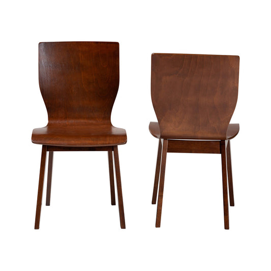 Baxton Studio - Elsa Set of 2 Dining Chairs in "Walnut" Dark Brown  - RT364-TBL Elsa Dining Chair view 2