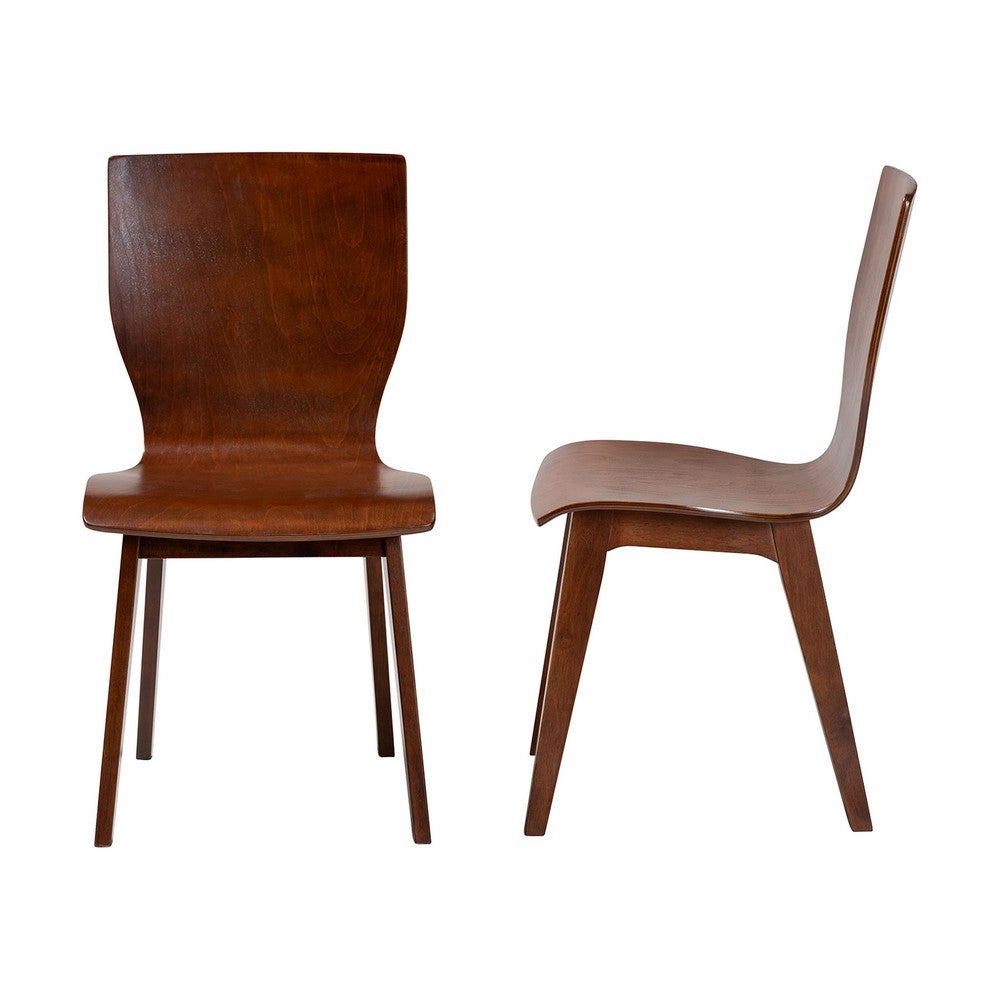 Baxton Studio - Elsa Set of 2 Dining Chairs in "Walnut" Dark Brown  - RT364-TBL Elsa Dining Chair view 3