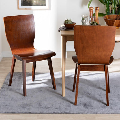 Baxton Studio - Elsa Set of 2 Dining Chairs in "Walnut" Dark Brown  - RT364-TBL Elsa Dining Chair view 7