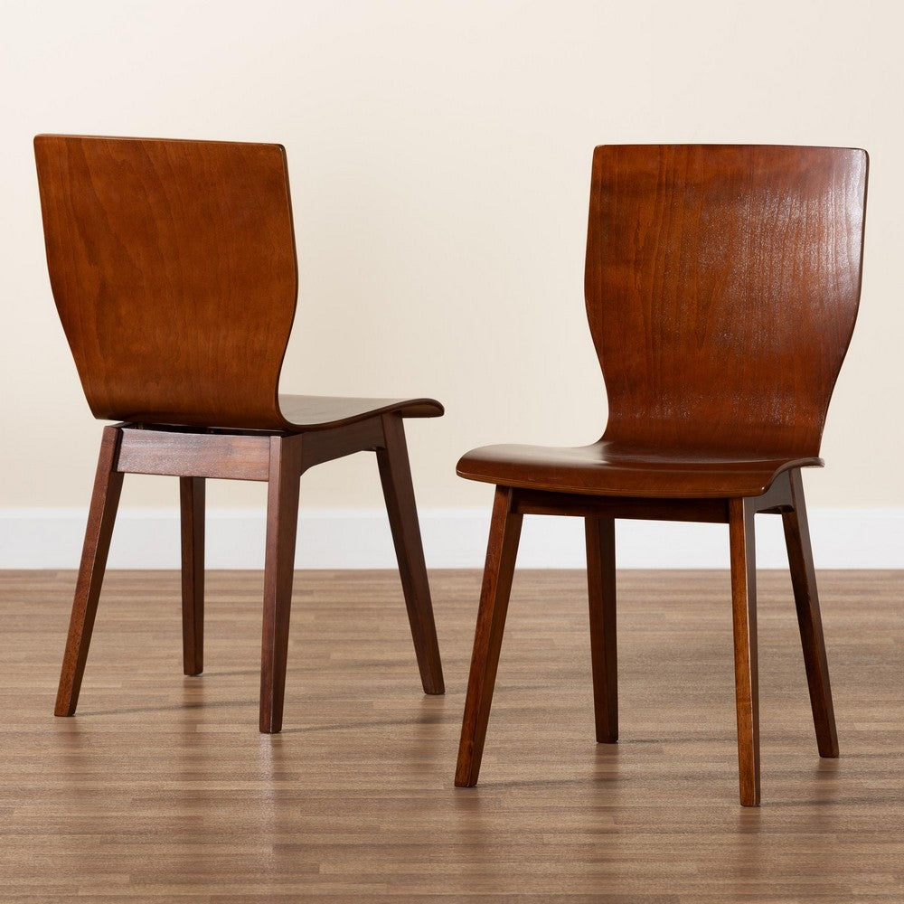 Baxton Studio - Elsa Set of 2 Dining Chairs in "Walnut" Dark Brown  - RT364-TBL Elsa Dining Chair view 8