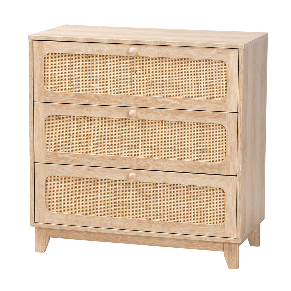 Baxton Studio - Elsbeth Storage Cabinet in Oak Brown/Natural Brown - LC22040703-Rattan-3DW Cabinet view 1