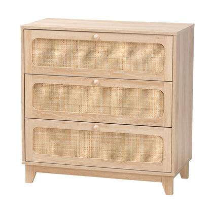 Baxton Studio - Elsbeth Storage Cabinet in Oak Brown/Natural Brown - LC22040703-Rattan-3DW Cabinet view 1
