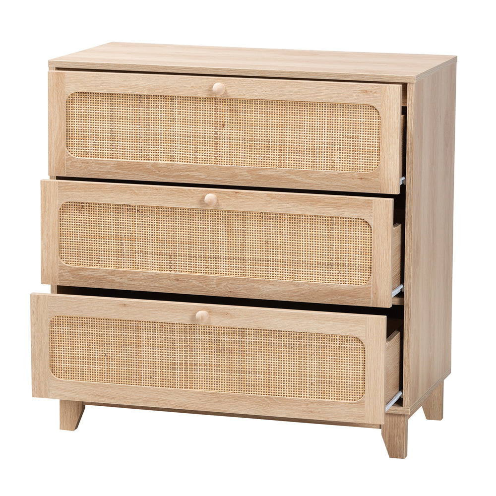 Baxton Studio - Elsbeth Storage Cabinet in Oak Brown/Natural Brown - LC22040703-Rattan-3DW Cabinet view 2