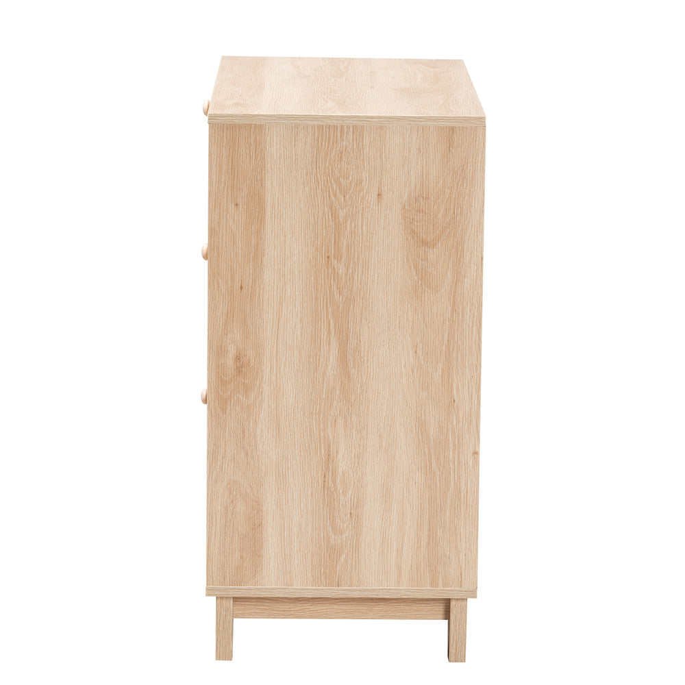 Baxton Studio - Elsbeth Storage Cabinet in Oak Brown/Natural Brown - LC22040703-Rattan-3DW Cabinet view 4