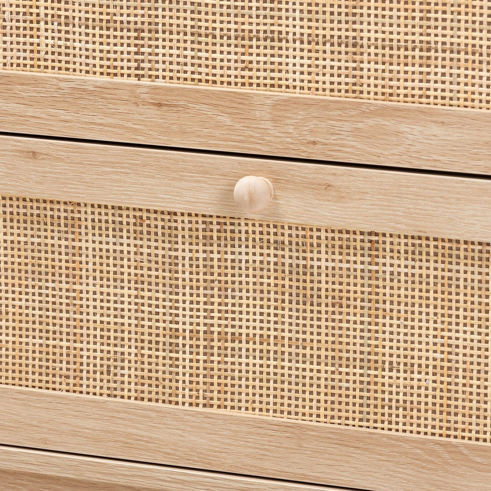 Baxton Studio - Elsbeth Storage Cabinet in Oak Brown/Natural Brown - LC22040703-Rattan-3DW Cabinet view 5