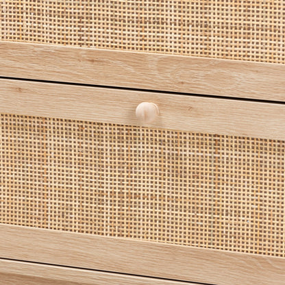 Baxton Studio - Elsbeth Storage Cabinet in Oak Brown/Natural Brown - LC22040703-Rattan-3DW Cabinet view 5