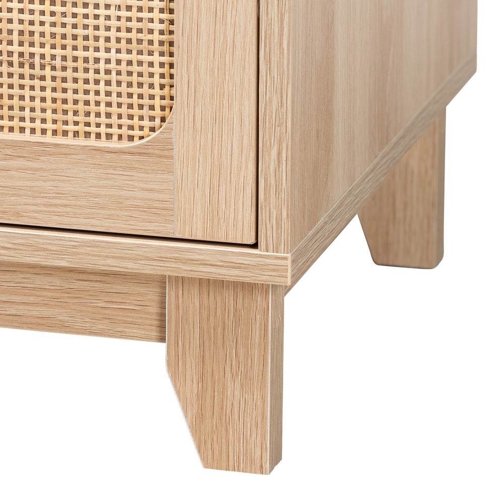 Baxton Studio - Elsbeth Storage Cabinet in Oak Brown/Natural Brown - LC22040703-Rattan-3DW Cabinet view 6