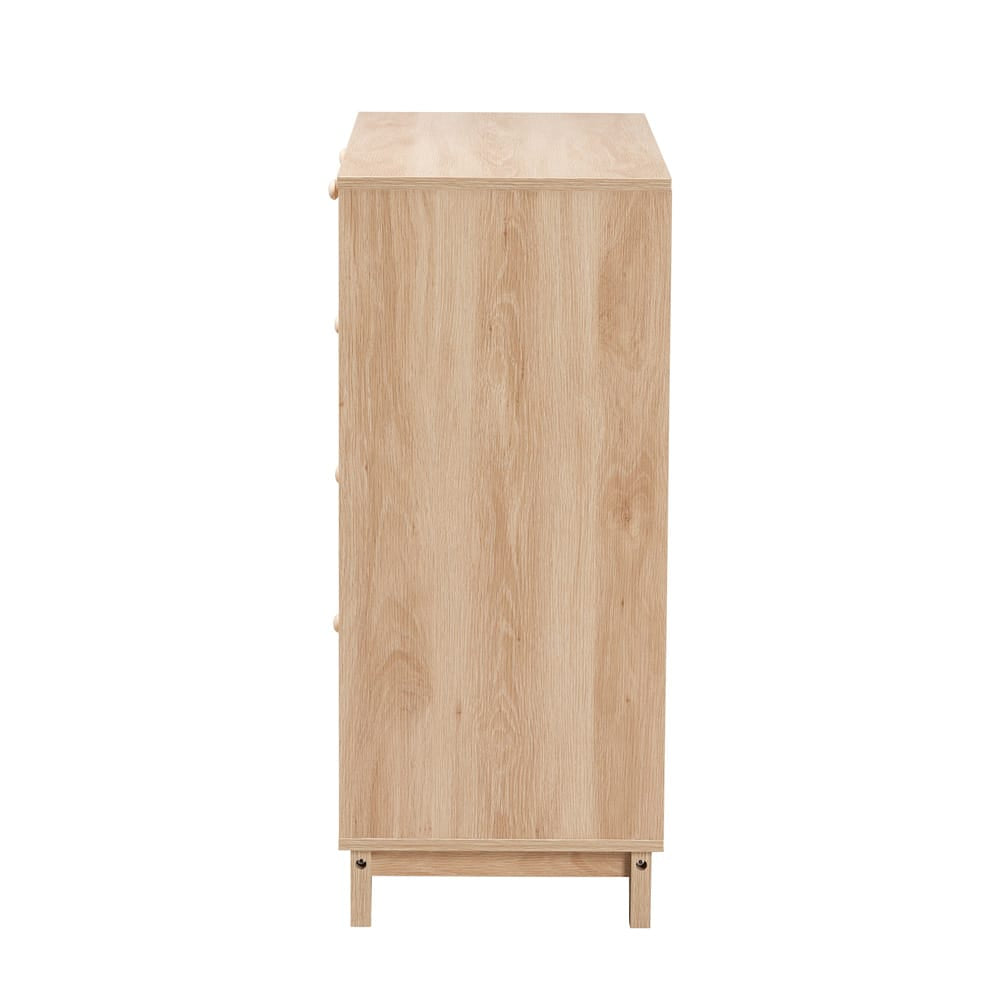 Baxton Studio - Elsbeth Storage Cabinet in Oak Brown/Natural Brown - LC22040704-Rattan-5DW Cabinet view 4