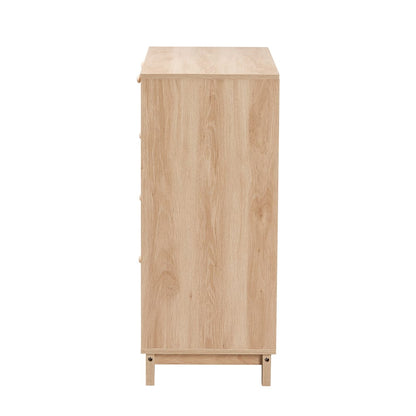 Baxton Studio - Elsbeth Storage Cabinet in Oak Brown/Natural Brown - LC22040704-Rattan-5DW Cabinet view 4