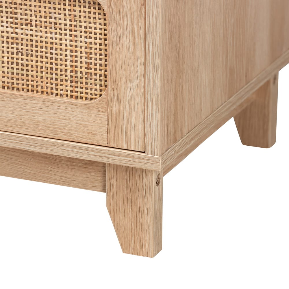 Baxton Studio - Elsbeth Storage Cabinet in Oak Brown/Natural Brown - LC22040704-Rattan-5DW Cabinet view 6