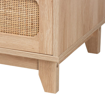 Baxton Studio - Elsbeth Storage Cabinet in Oak Brown/Natural Brown - LC22040704-Rattan-5DW Cabinet view 6