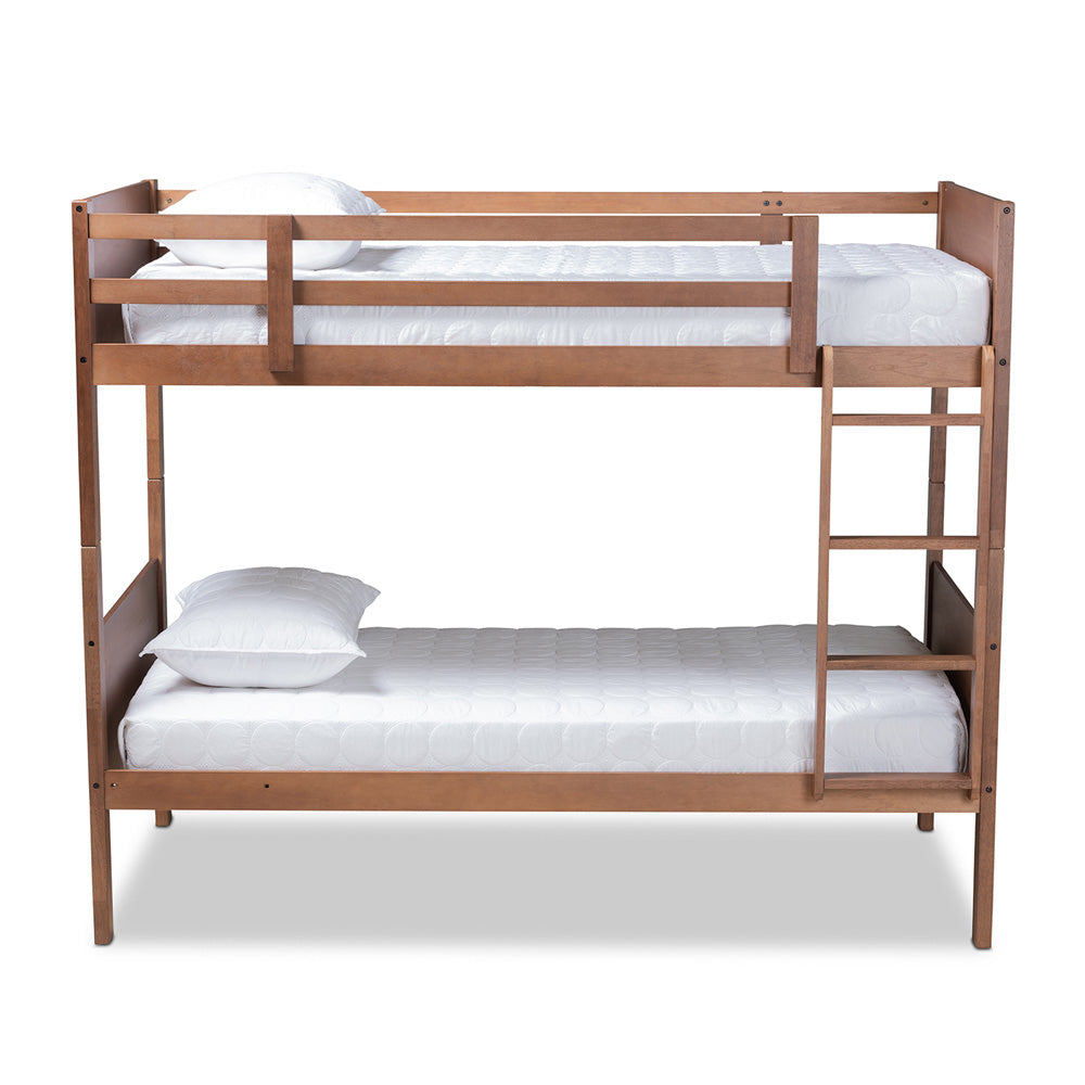 Baxton Studio - Elsie Twin Size Bunk Bed in Walnut - MG0051-Walnut-Twin Bunk Bed view 1