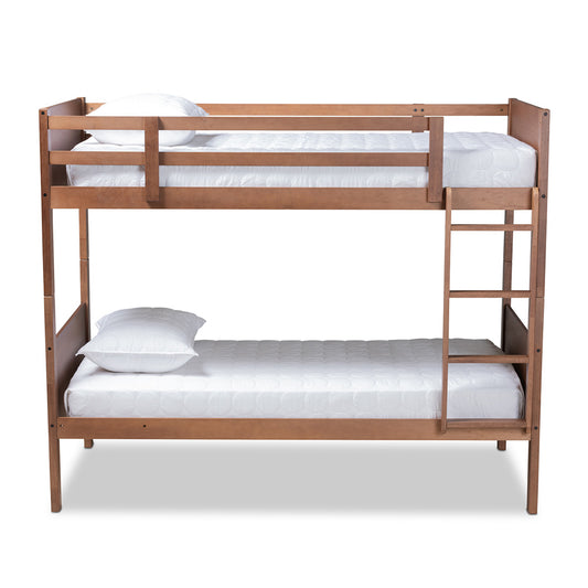 Baxton Studio - Elsie Twin Size Bunk Bed in Walnut - MG0051-Walnut-Twin Bunk Bed view 1