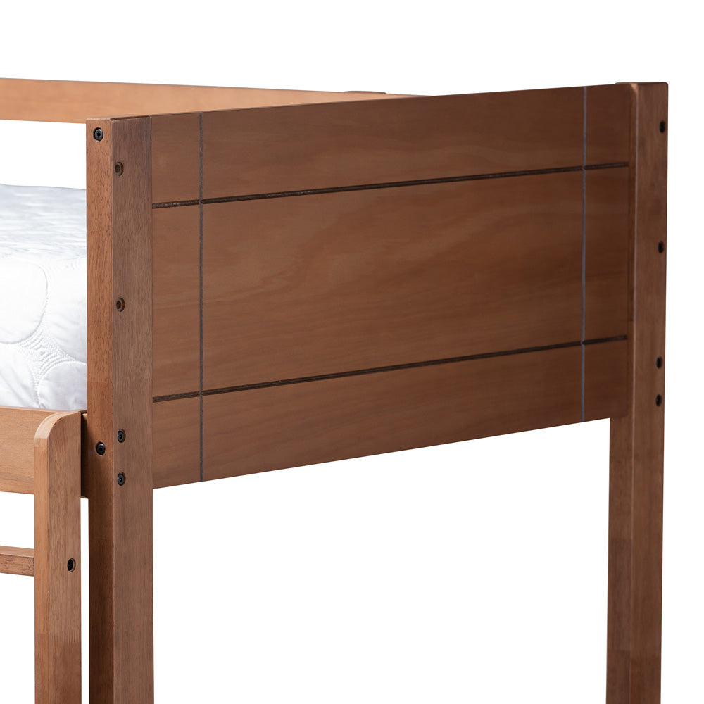 Baxton Studio - Elsie Twin Size Bunk Bed in Walnut - MG0051-Walnut-Twin Bunk Bed view 3