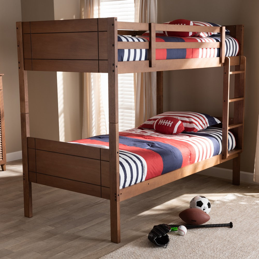 Baxton Studio - Elsie Twin Size Bunk Bed in Walnut - MG0051-Walnut-Twin Bunk Bed view 4