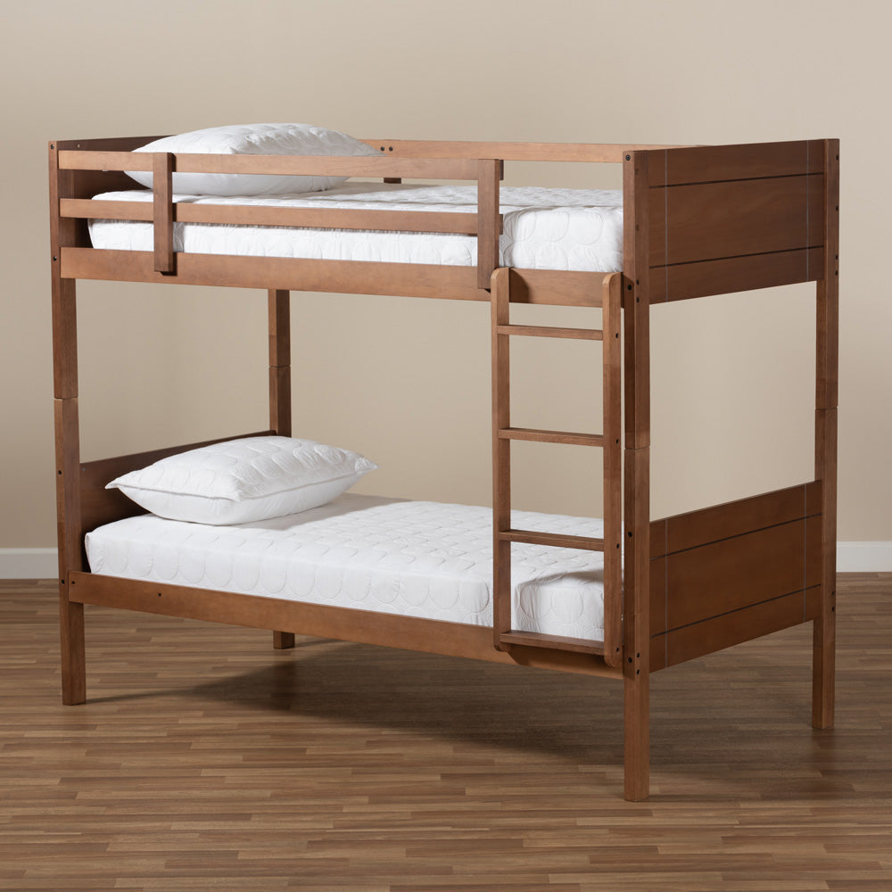 Baxton Studio - Elsie Twin Size Bunk Bed in Walnut - MG0051-Walnut-Twin Bunk Bed view 5