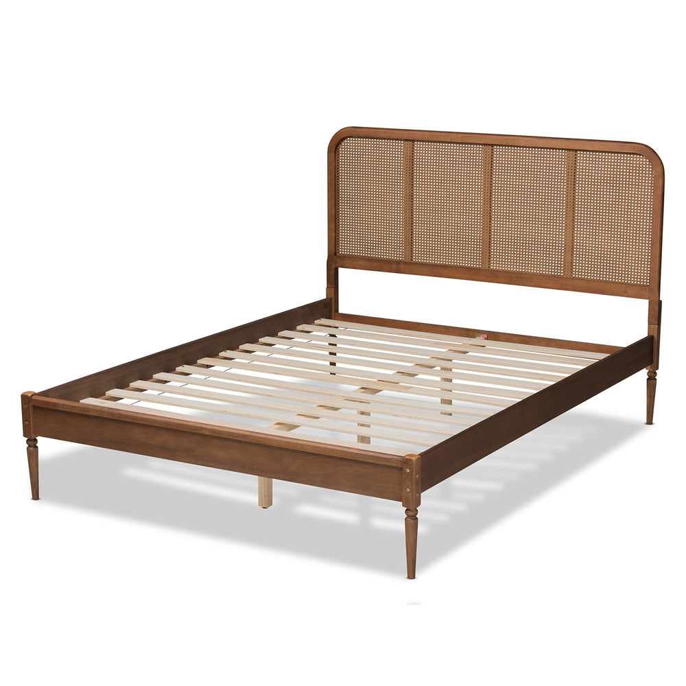 Baxton Studio - Elston Full Size Bed in Brown/ash walnut - MG0056-Rattan/Walnut-Full view 3