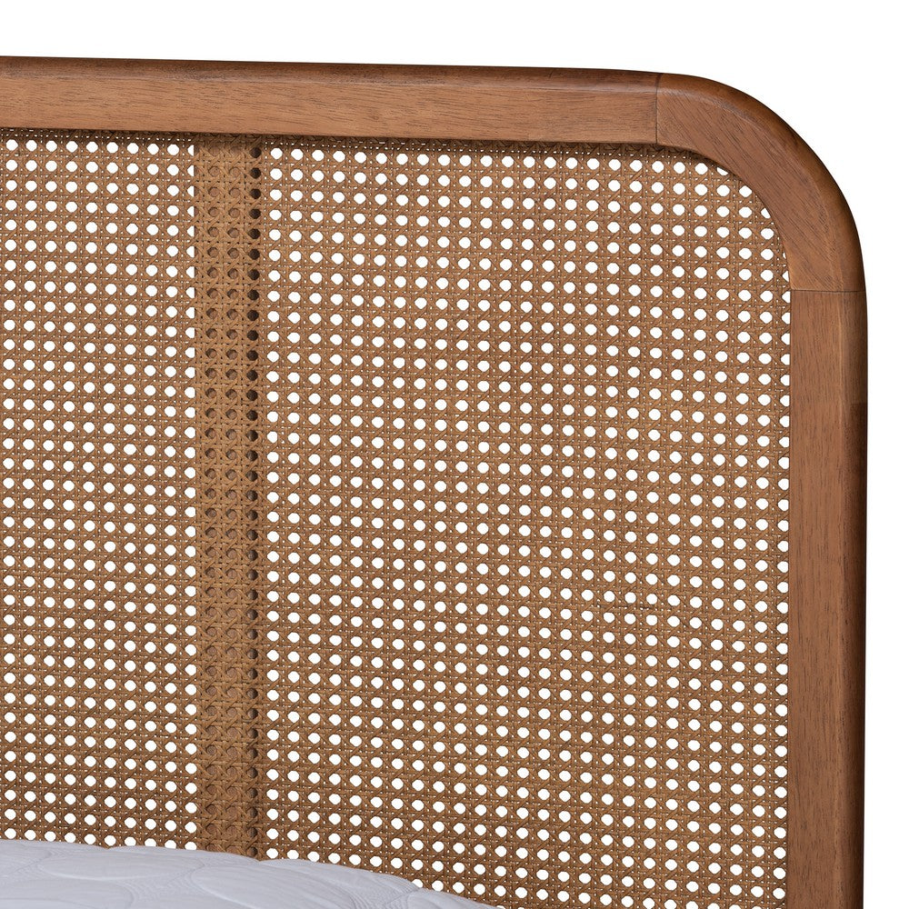 Baxton Studio - Elston King Size Bed in Brown/ash walnut - MG0056-Rattan/Walnut-King view 4