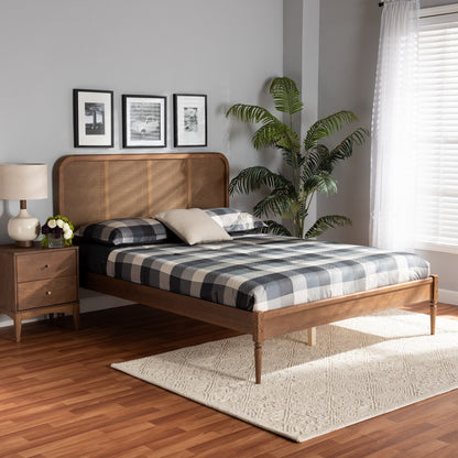 Baxton Studio - Elston King Size Bed in Brown/ash walnut - MG0056-Rattan/Walnut-King view 7