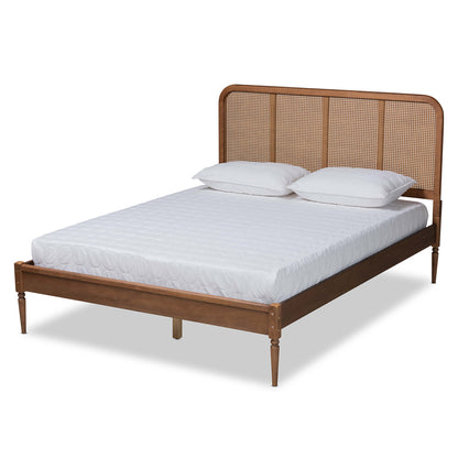 Baxton Studio - Elston Queen Size Bed in Brown/ash walnut - MG0056-Walnut Rattan/Walnut-Queen view 1